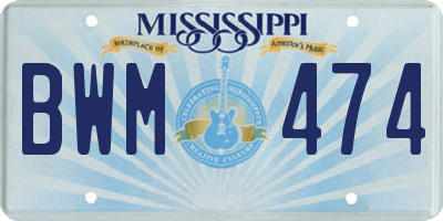 MS license plate BWM474