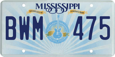 MS license plate BWM475