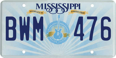 MS license plate BWM476