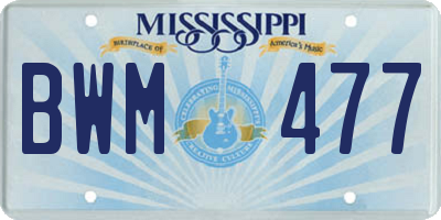 MS license plate BWM477