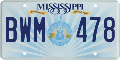 MS license plate BWM478