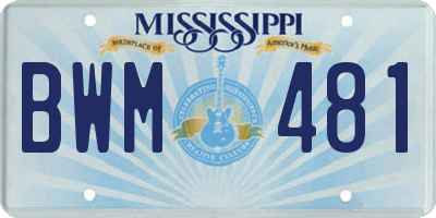 MS license plate BWM481
