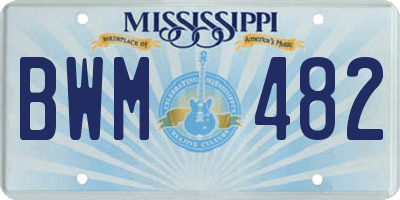 MS license plate BWM482
