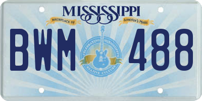 MS license plate BWM488