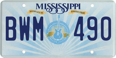 MS license plate BWM490