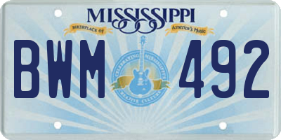 MS license plate BWM492