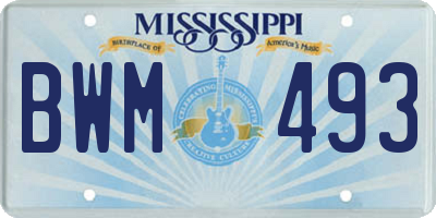 MS license plate BWM493