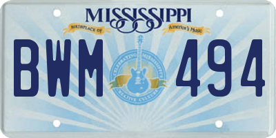 MS license plate BWM494