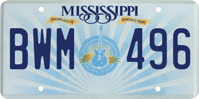 MS license plate BWM496