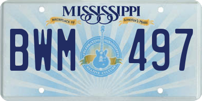 MS license plate BWM497