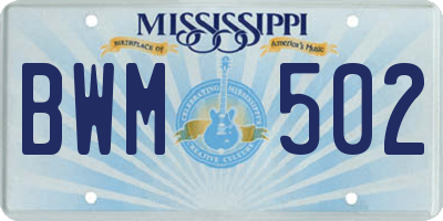 MS license plate BWM502