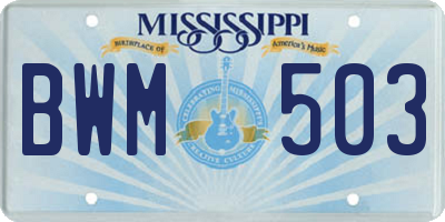 MS license plate BWM503