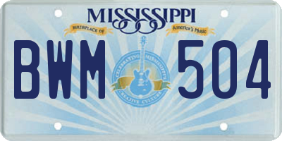 MS license plate BWM504