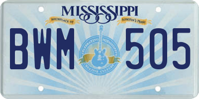 MS license plate BWM505