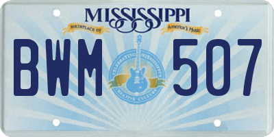 MS license plate BWM507