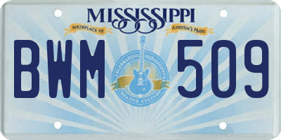 MS license plate BWM509