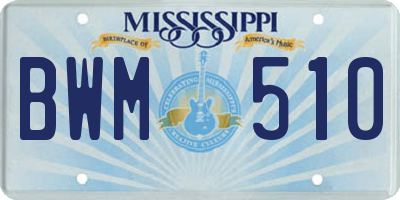 MS license plate BWM510
