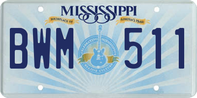 MS license plate BWM511