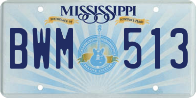 MS license plate BWM513