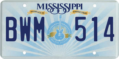 MS license plate BWM514