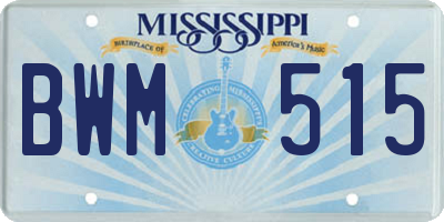 MS license plate BWM515