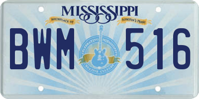 MS license plate BWM516