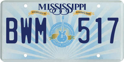 MS license plate BWM517