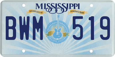 MS license plate BWM519
