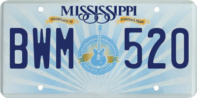 MS license plate BWM520