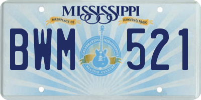 MS license plate BWM521