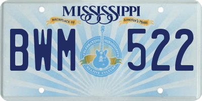 MS license plate BWM522