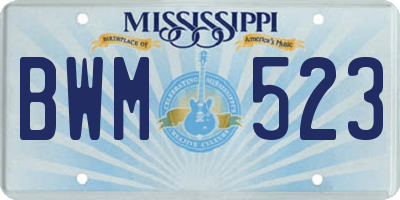 MS license plate BWM523