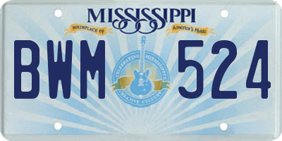 MS license plate BWM524