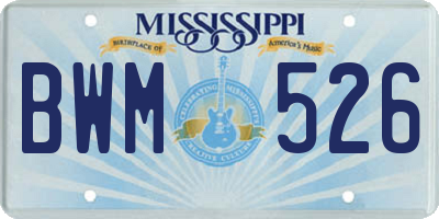 MS license plate BWM526