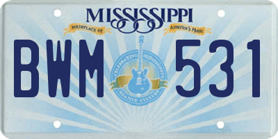 MS license plate BWM531