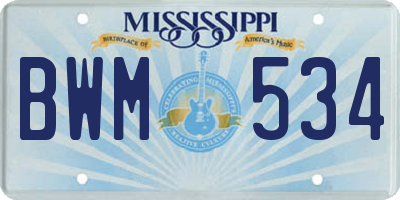 MS license plate BWM534