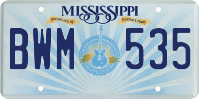 MS license plate BWM535
