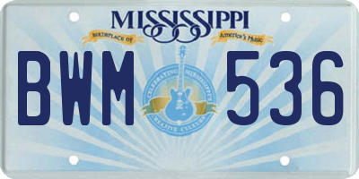 MS license plate BWM536