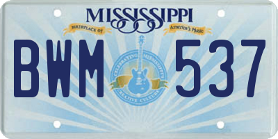MS license plate BWM537