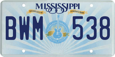 MS license plate BWM538
