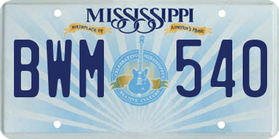 MS license plate BWM540