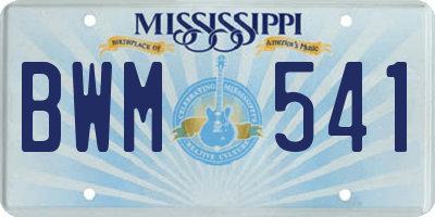 MS license plate BWM541