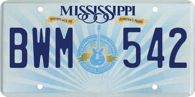 MS license plate BWM542