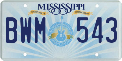 MS license plate BWM543