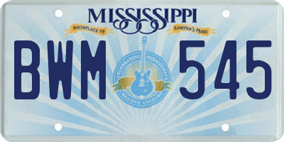 MS license plate BWM545