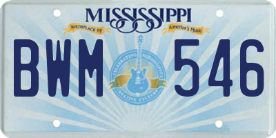 MS license plate BWM546