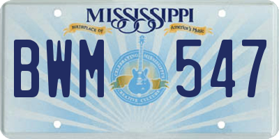 MS license plate BWM547