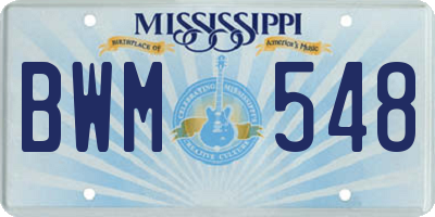 MS license plate BWM548