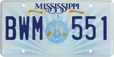MS license plate BWM551