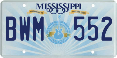 MS license plate BWM552